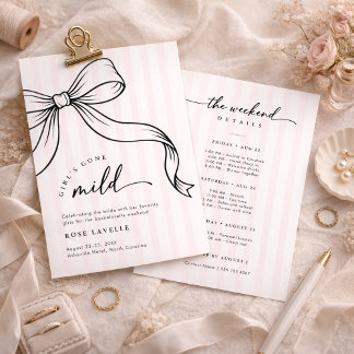 Girls Gone Mild Bow Stripe Bachelorette Weekend Invitation
