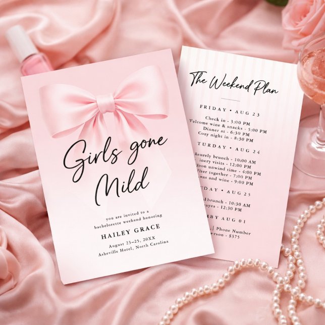 Girls Gone Mild Elegant Bow Bachelorette Weekend Invitation (Creator Uploaded)