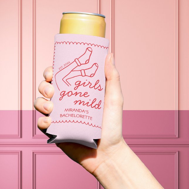 Girls Gone Mild Hand Drawn Low-Key Bachelorette Seltzer Can Cooler (Girls Gone Mild Hand Drawn Low-Key Bachelorette Seltzer Can Cooler)
