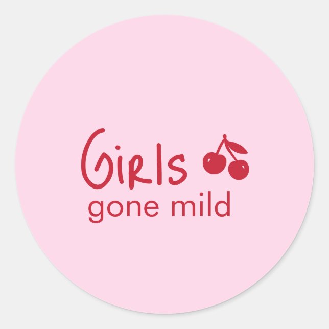 Girls Gone Mild Pink and Cherry Red Bachelorette   Classic Round Sticker (Front)
