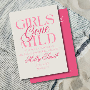 Girls Gone Mild Pink Bachelorette Itinerary Invitation