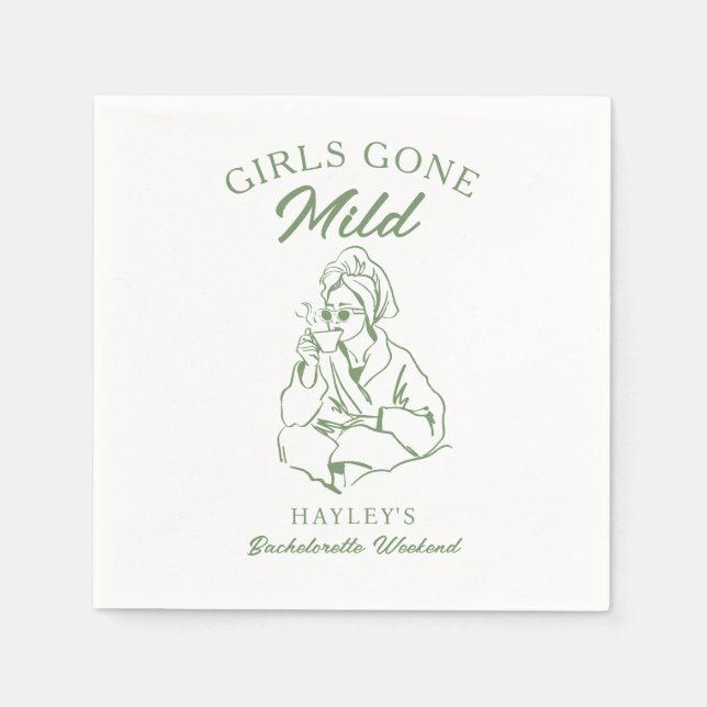 Girls Gone Mild Sage Green Bachelorette Party Napkin (Front)