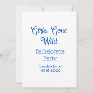 girls gone wild bachelorette party blue name retro invitation
