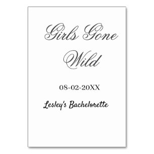 Girls Gone wild Bachelorette party name date bride Table Number