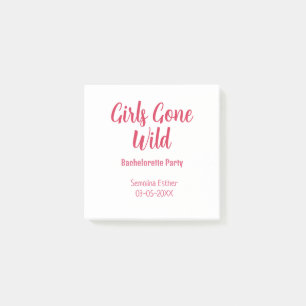 girls gone wild bachelorette party red name retro post-it notes