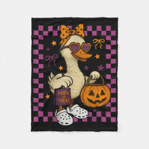Girls Goose Halloween Spooky Goosey Silly Goose Pu Fleece Blanket