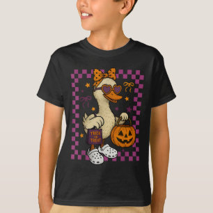 Girls Goose Halloween Spooky Goosey Silly Goose Pu T-Shirt