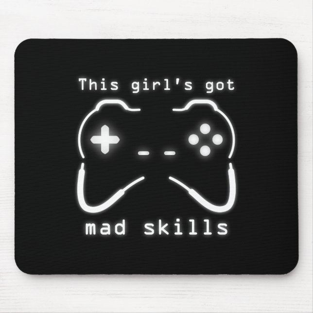 Girl's Got Mad Skills Video Game Controller Mouse  Pad (Front)