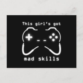 Girl's Got Mad Skills Video Game Controller Postcard