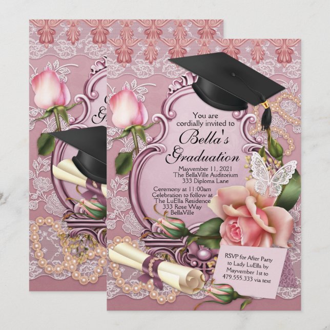 Girls Graduation Invitations (Front/Back)