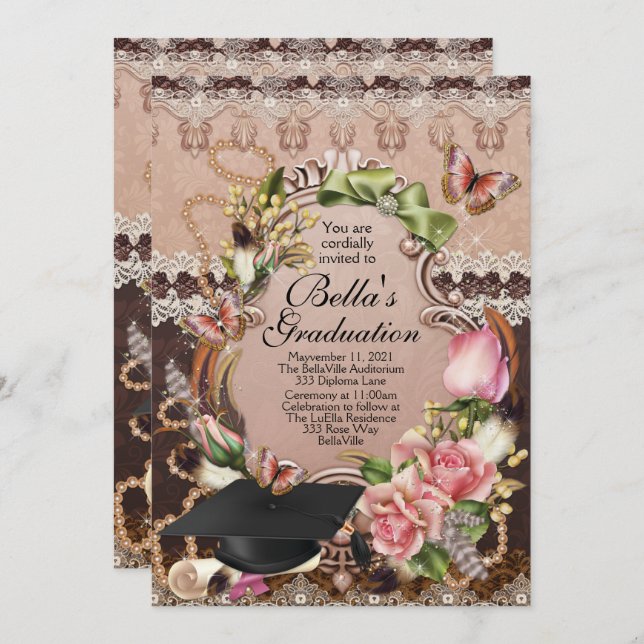 Girls Graduation Invitations (Front/Back)