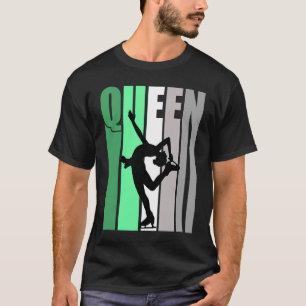 Girls Green Retro Ice Skating Queen Birthday Daugh T-Shirt