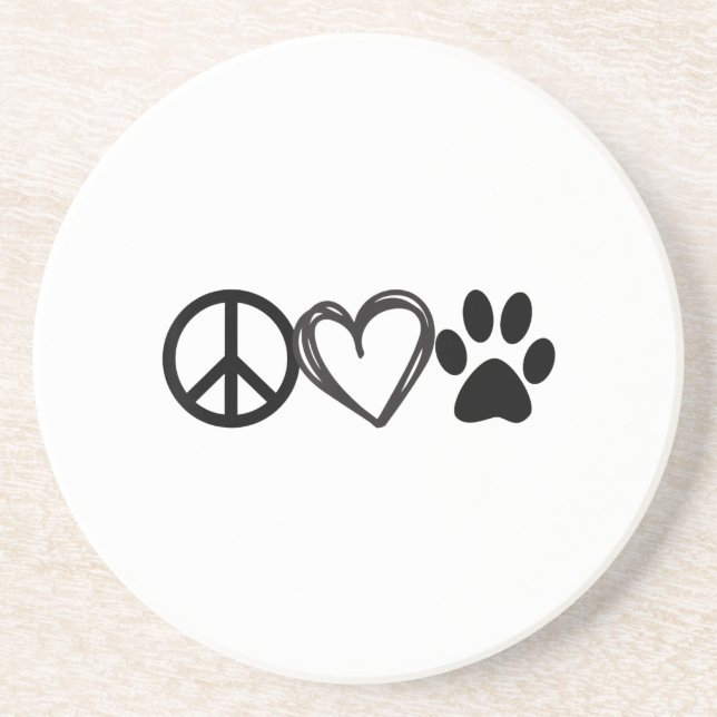 Girls Guys Dog _ Cat Lover Shirt Peace Love Paws Coaster (Front)