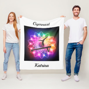 Girls Gymnast Balance Beam Personalised Fleece Blanket