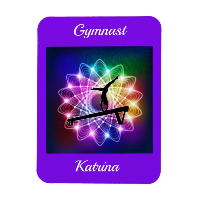 Girls Gymnast Balance Beam Personalised Magnet (Vertical)