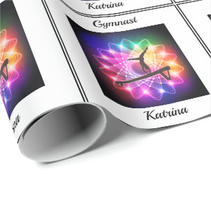 Girls Gymnast Balance Beam Personalised Wrapping Paper