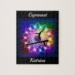 Girls Gymnast Balance Beam Personalized Jigsaw Puzzle