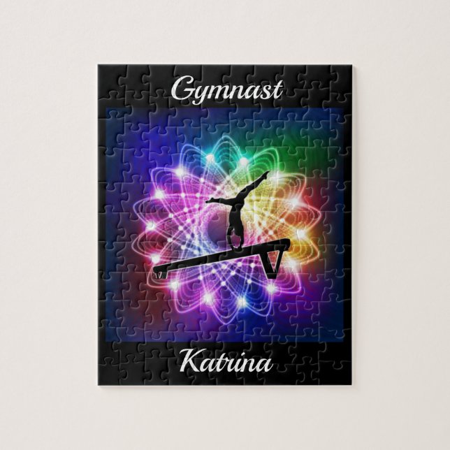 Girls Gymnast Balance Beam Personalized Jigsaw Puzzle (Vertical)