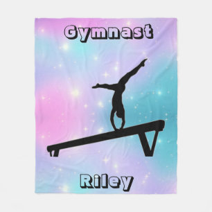 Girls Gymnast Gymnastics Balance Beam Fleece Blanket