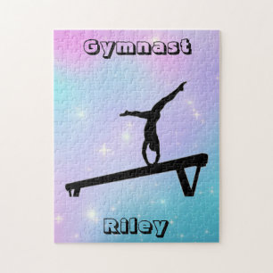 Girls Gymnast Gymnastics Balance Beam Jigsaw Puzzle