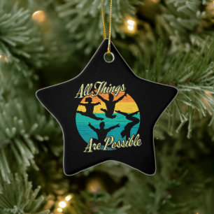 Girls Gymnastics - All Things are Possible Ceramic Ornament
