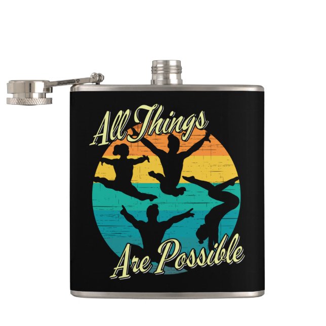 Girls Gymnastics - All Things are Possible Hip Flask (Opened)