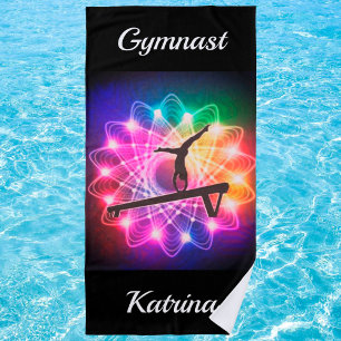 Girls Gymnastics Balance Beam Beach Towel