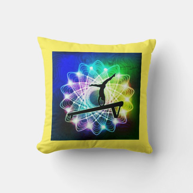 Girls Gymnastics Balance Beam Custom Name Pillow (Front)