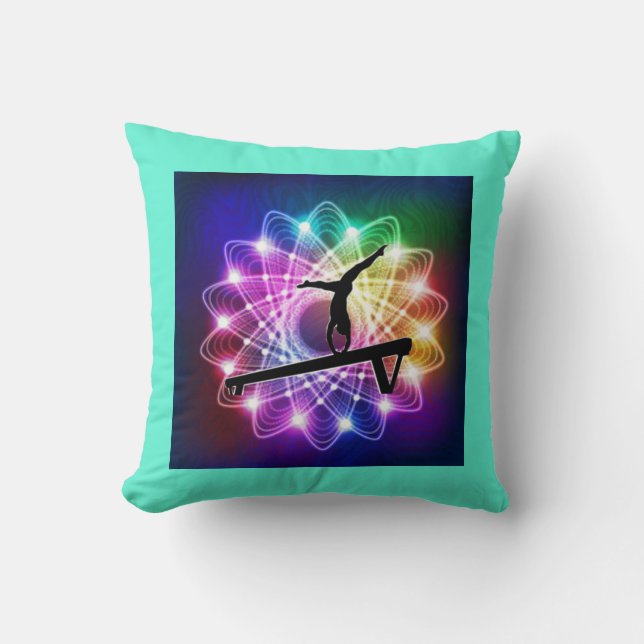 Girls Gymnastics Balance Beam Custom Name Pillow (Front)