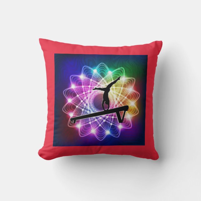 Girls Gymnastics Balance Beam Custom Name Pillow (Front)