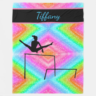 Girls Gymnastics Bars Colourful Fleece Blanket