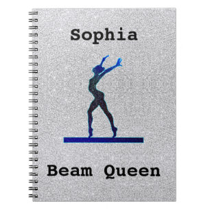 Girls Gymnastics Beam Queen Faux Glitter  Notebook