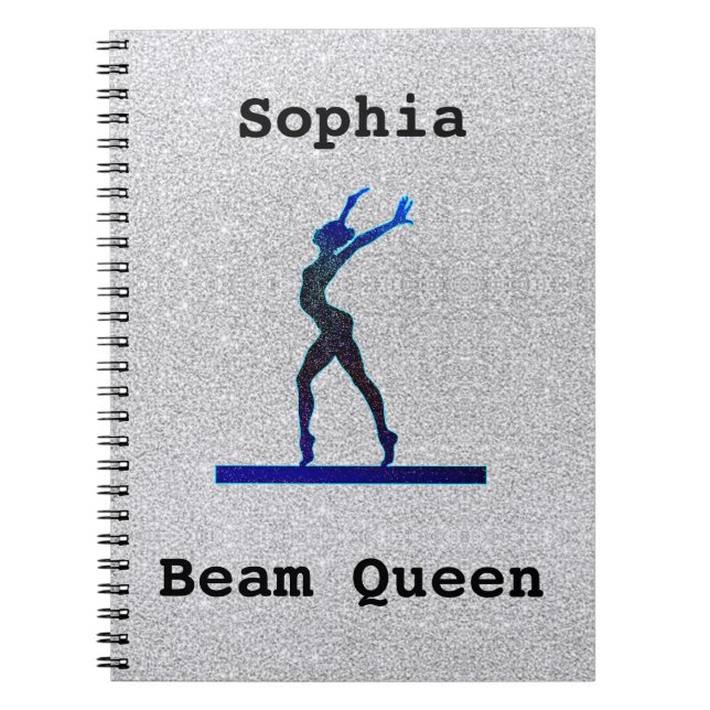 Girls Gymnastics Beam Queen Faux Glitter  Notebook (Front)