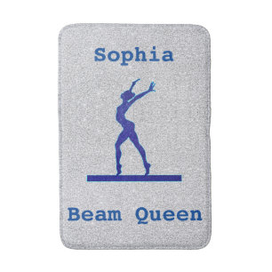 Girls Gymnastics Beam Queen Personalised Bath Mat