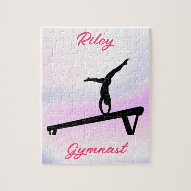 Girls Gymnastics Beam Soft Pastel Jigsaw Puzzle (Vertical)