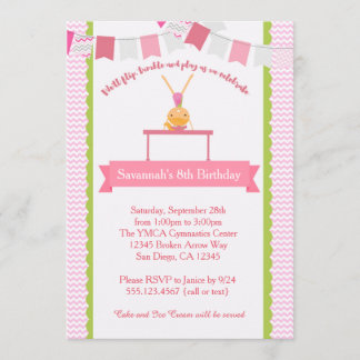 Girls Gymnastics Birthday Invitation