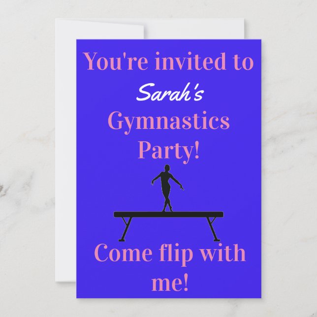 Girls Gymnastics Birthday Party Invitations (Front)