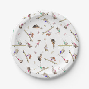 Girls Gymnastics Birthday Party Paper Plate