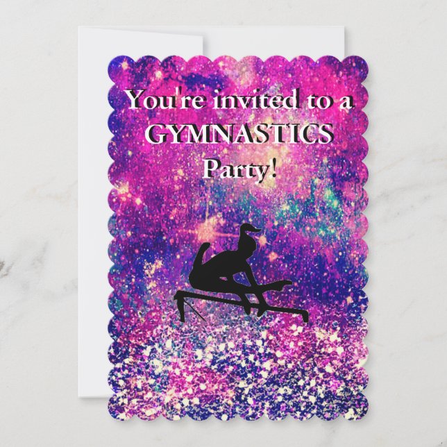 Girls Gymnastics Birthday Party Sparkle (Front)