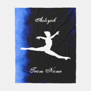 Girls Gymnastics Black, Blue, White w/ Team Name Fleece Blanket