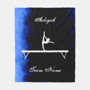 Girls Gymnastics Black, Blue, White w/ Team Name Fleece Blanket
