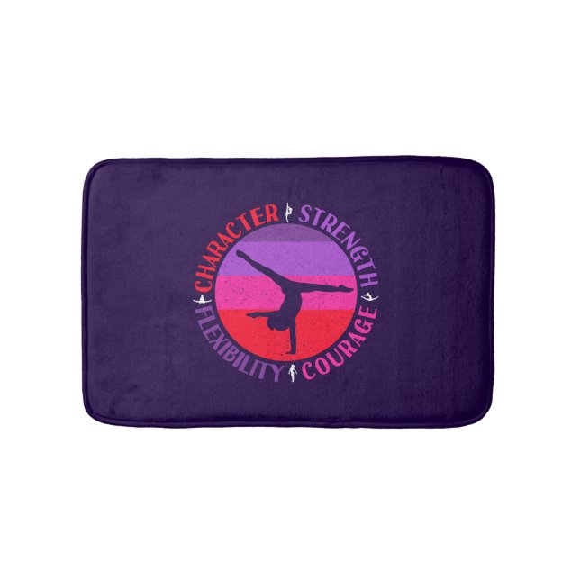 Girls Gymnastics Character Strength Courage Bath Mat (Front)