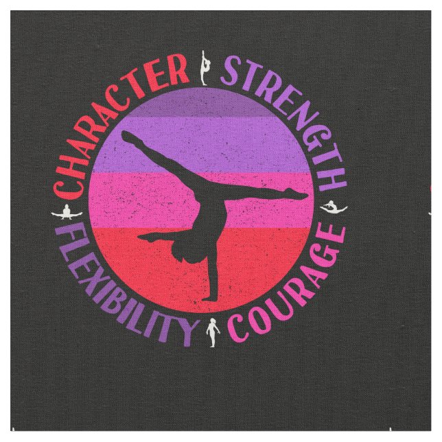 Girls Gymnastics Character Strength Courage Fabric (Close Up)