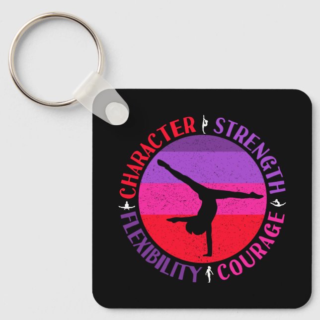 Girls Gymnastics Character Strength Courage Key Ring (Front)