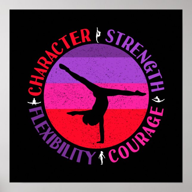 Girls Gymnastics Character Strength Courage Poster (Front)