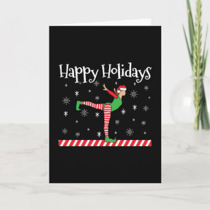 Girls Gymnastics Christmas Elf Card