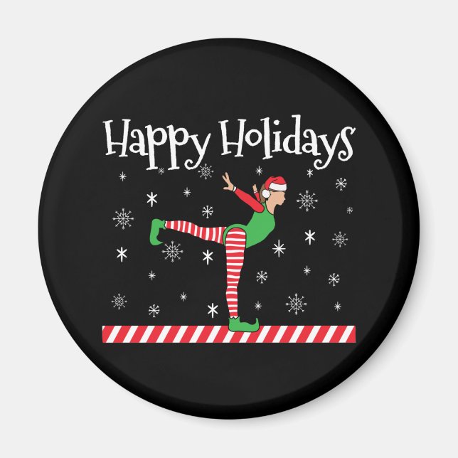 Girls Gymnastics Christmas Elf Magnet (Front)