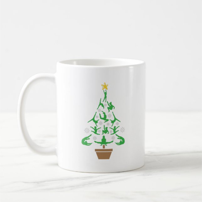 Girls Gymnastics Christmas Tree Coffee Mug (Left)