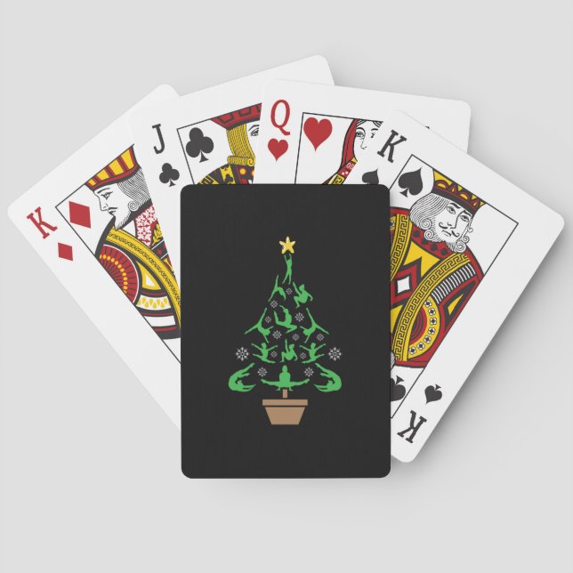 Girls Gymnastics Christmas Tree Playing Cards (Back)