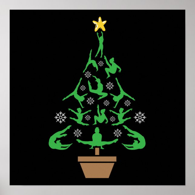 Girls Gymnastics Christmas Tree Poster (Front)